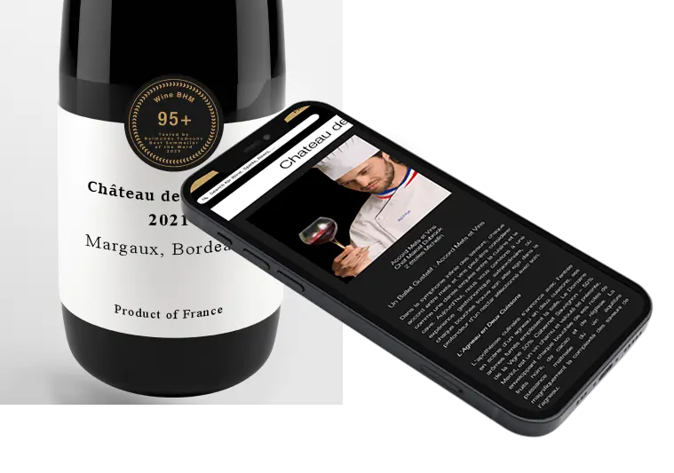 Sticker de cotation et QR code Wine BHM