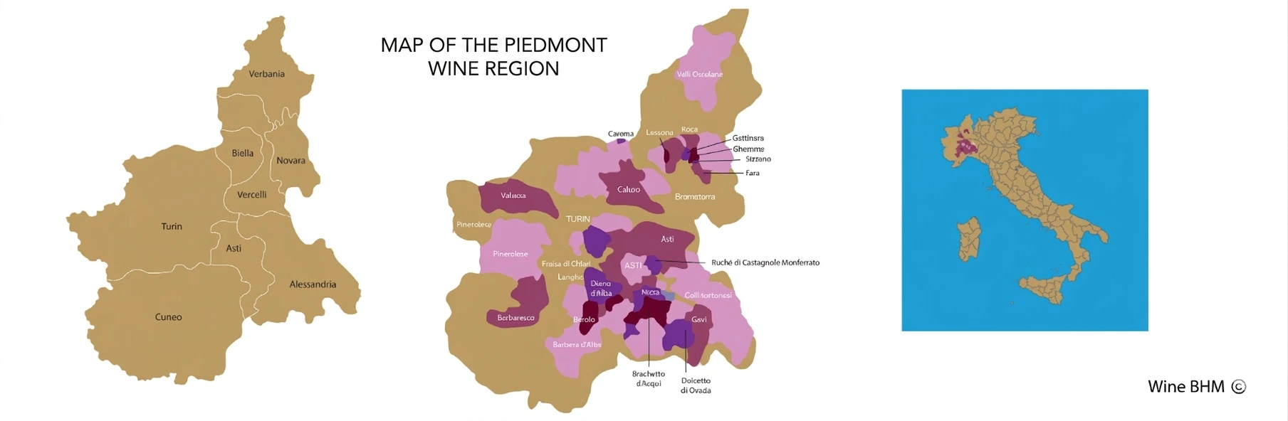 Map of the Piedmont wine region