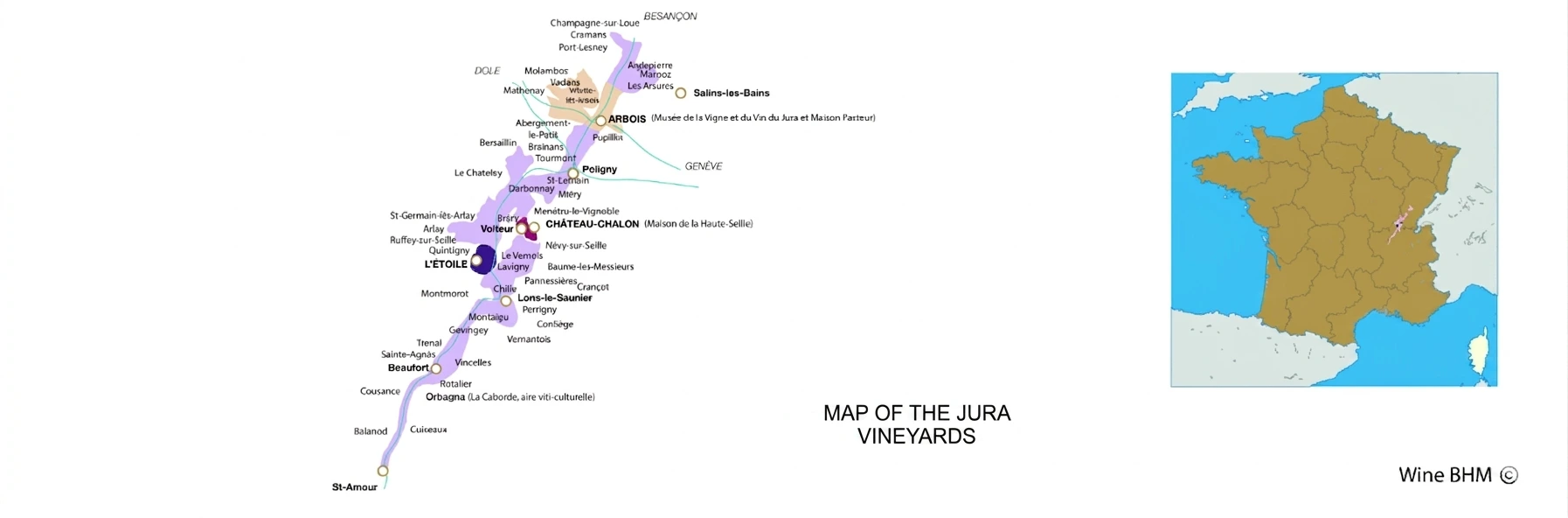 Map of the Jura vineyards