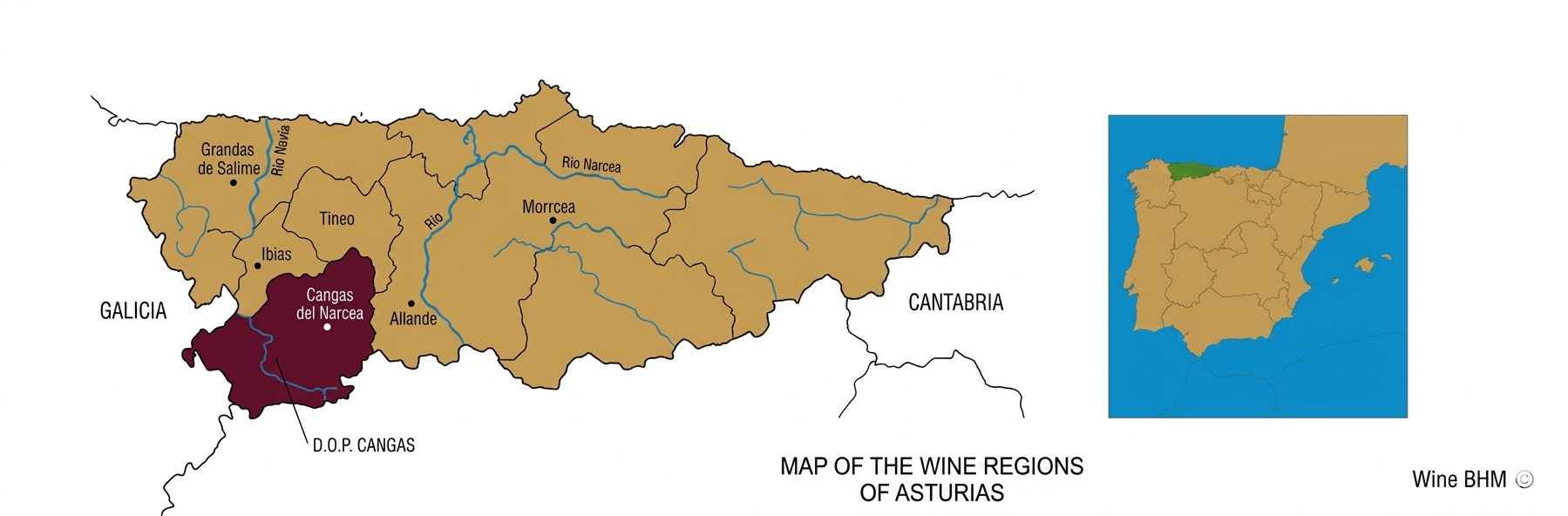 map of the Asturias wine region