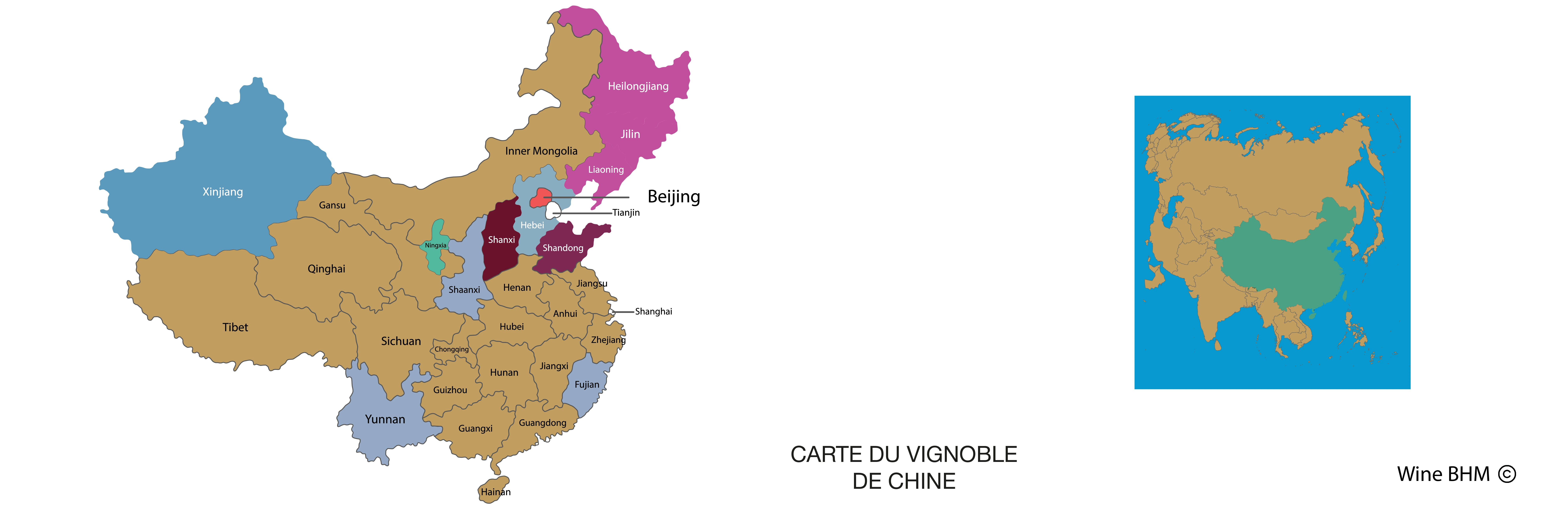 Carte du vignoble de chine