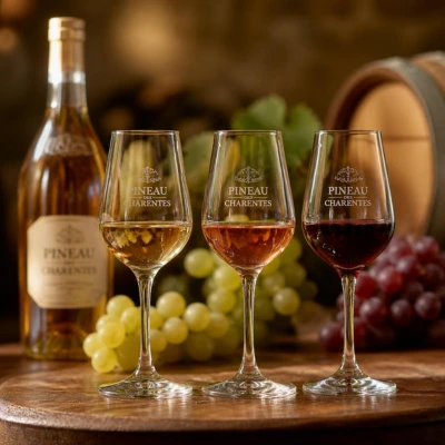 Cocktail créatif à base de Pineau des Charentes servi dans un bar moderne