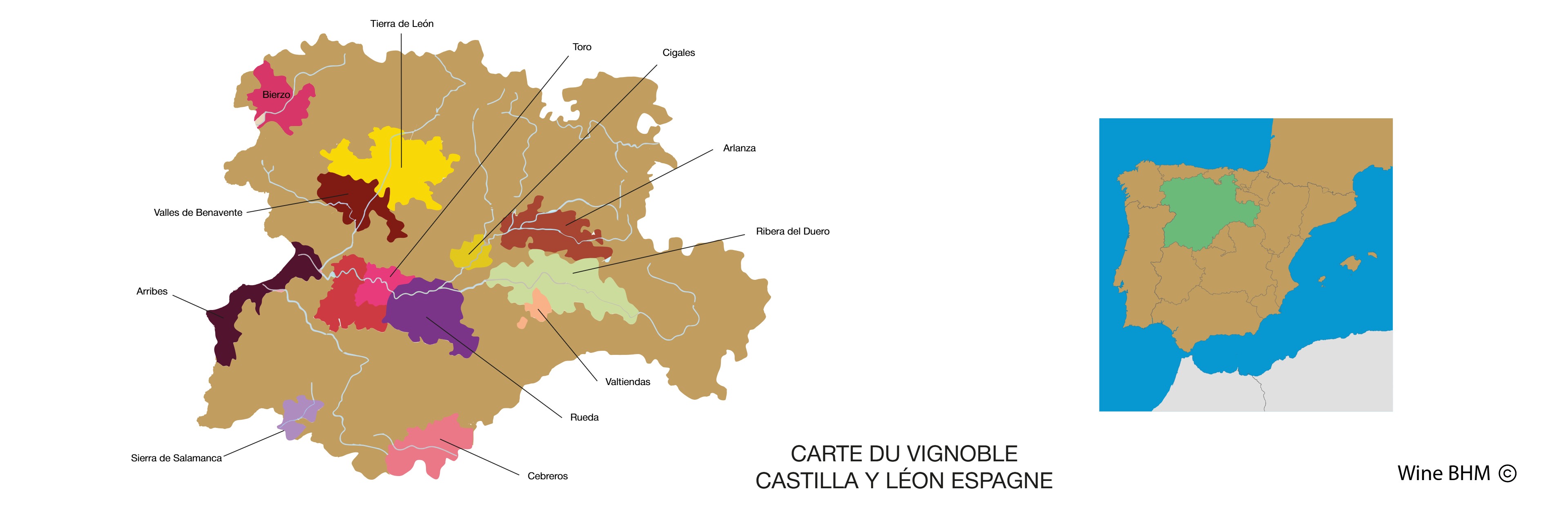 carte du vignoble de Castilla y Le&oacute;n