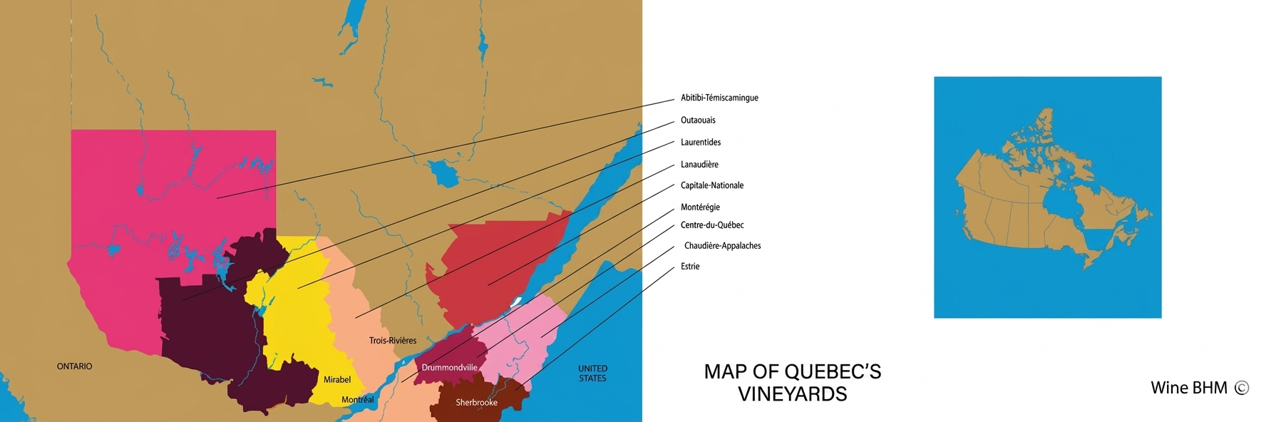Map of Quebec's Vineyards