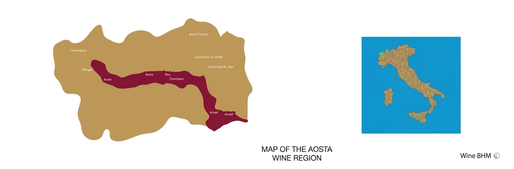 Map of the Aosta wine region