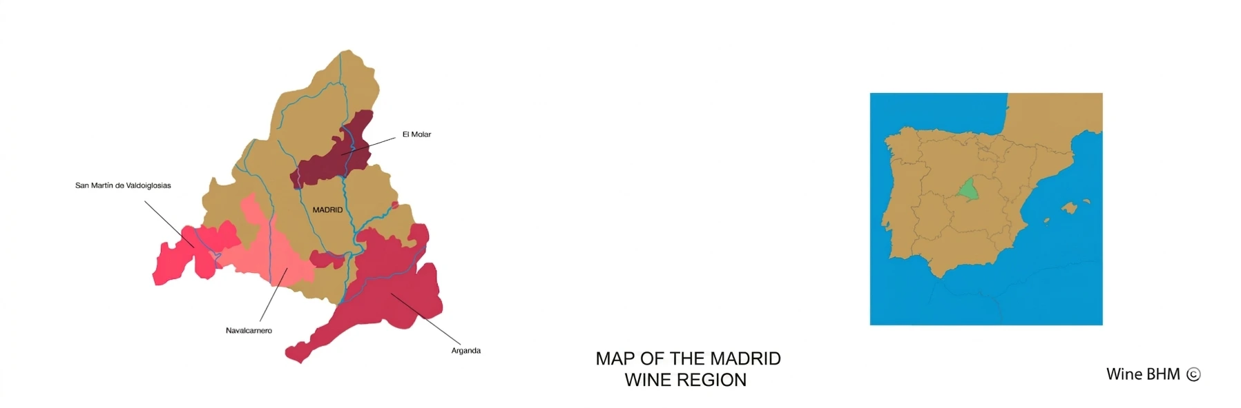 Map of the Madrid wine region