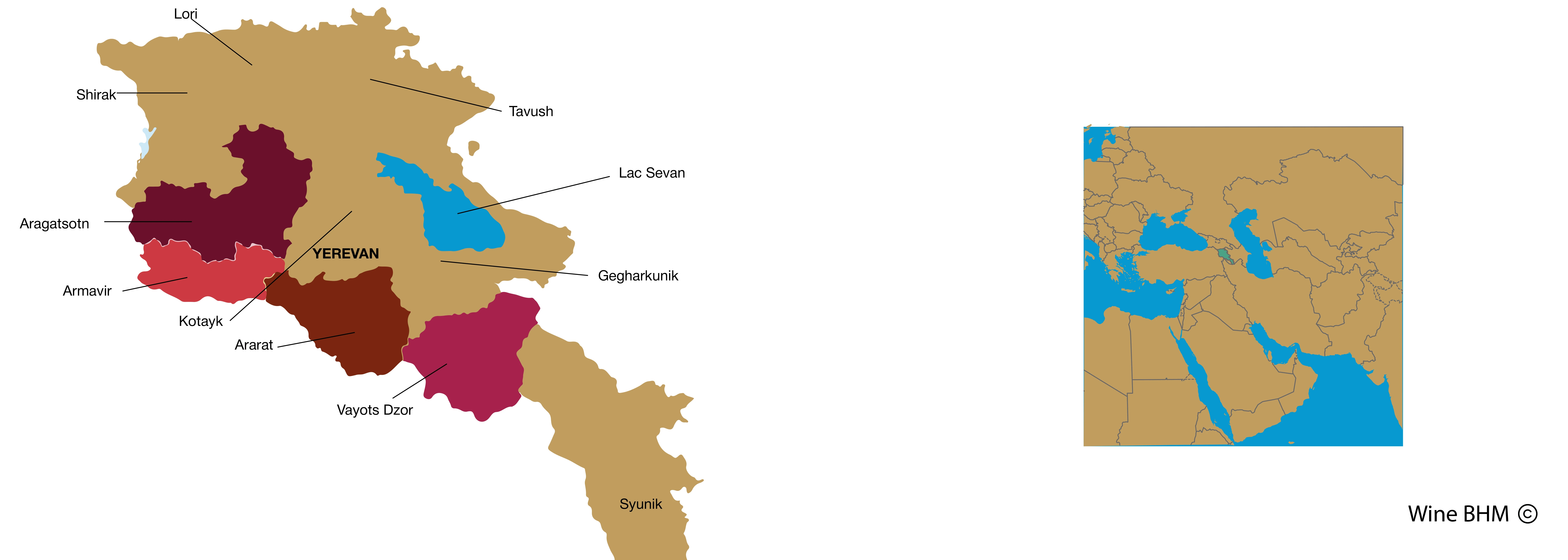 carte du vignobles d'Arm&eacute;nie