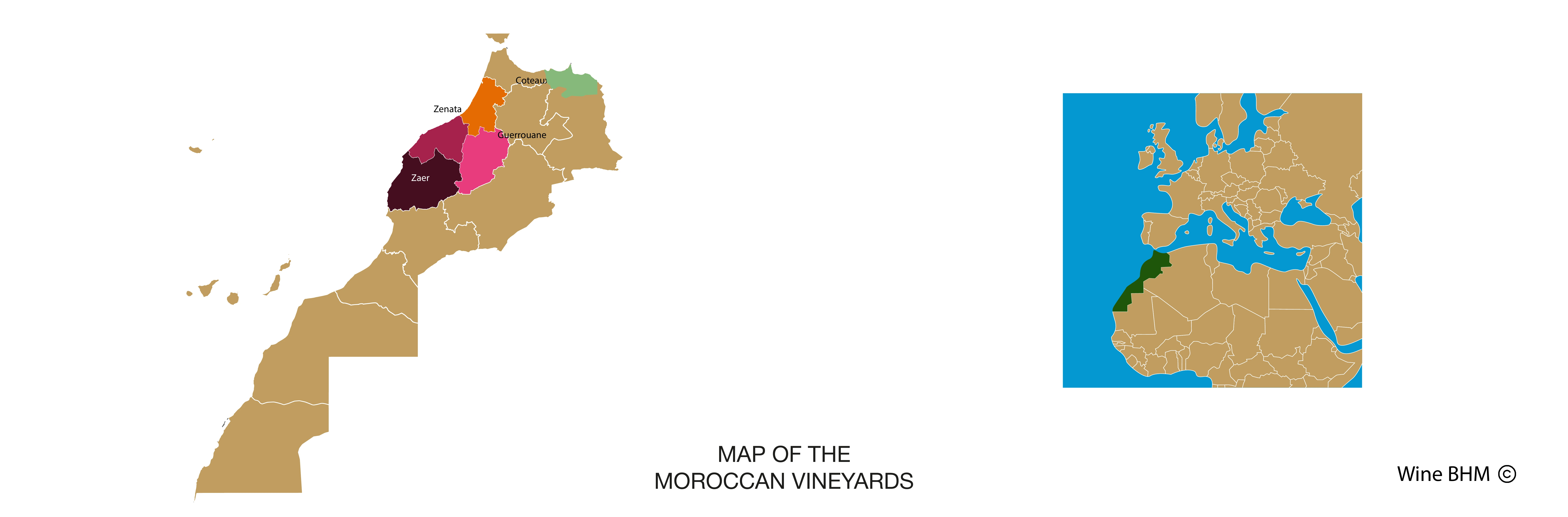Carte du vignoble de Maroc