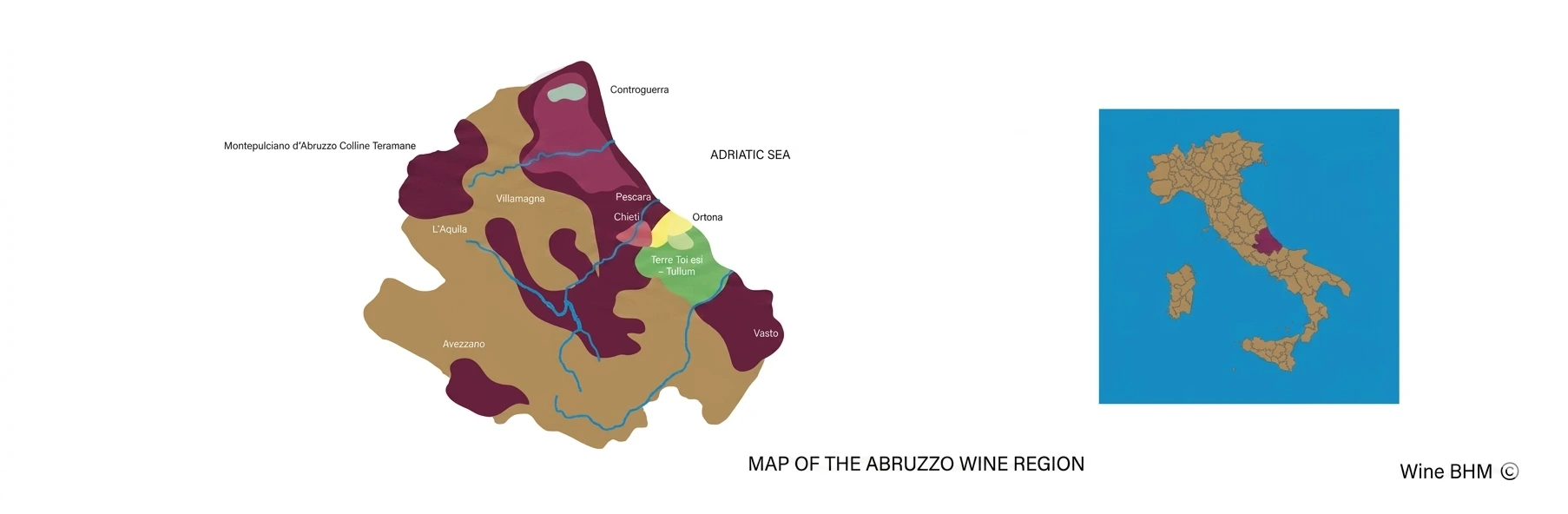 Map of the Abruzzo wine region