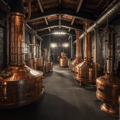 Production de vodka, des mati&egrave;res premi&egrave;res &agrave; la distillation, filtration et mise en bouteille