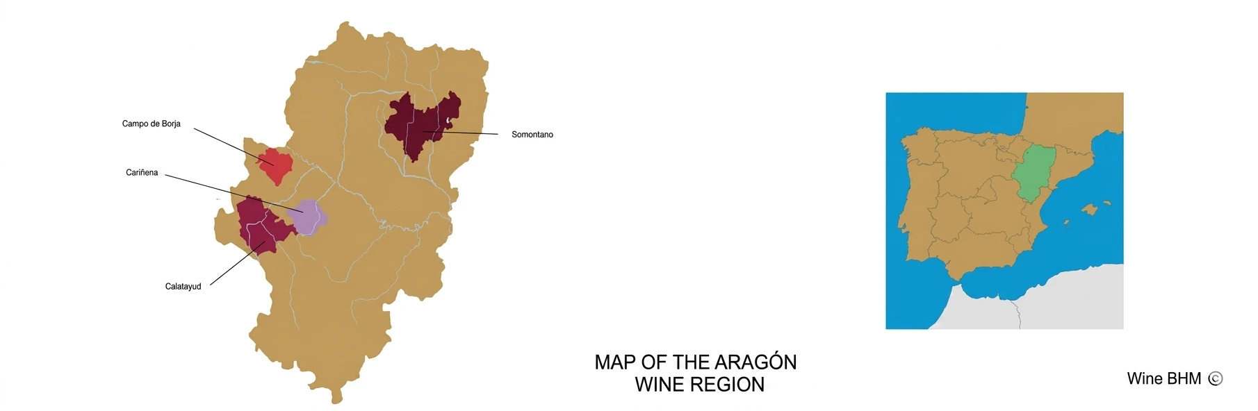 Map of the Arag&oacute;n wine region
