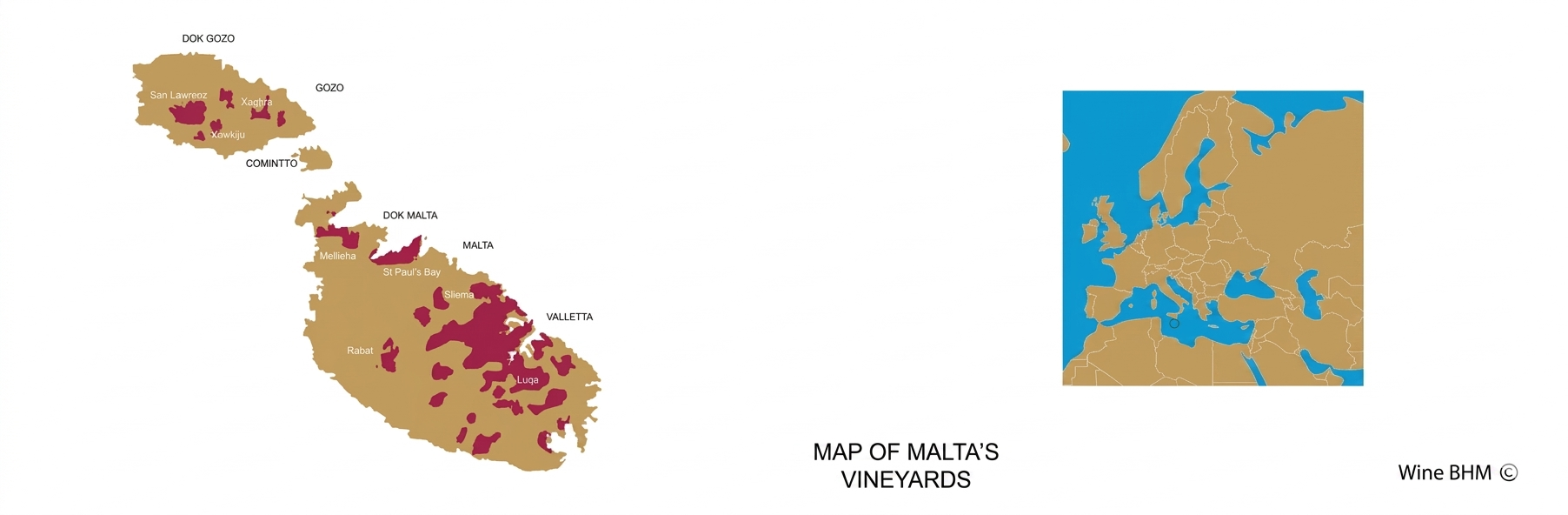 Map of Malta's vineyards