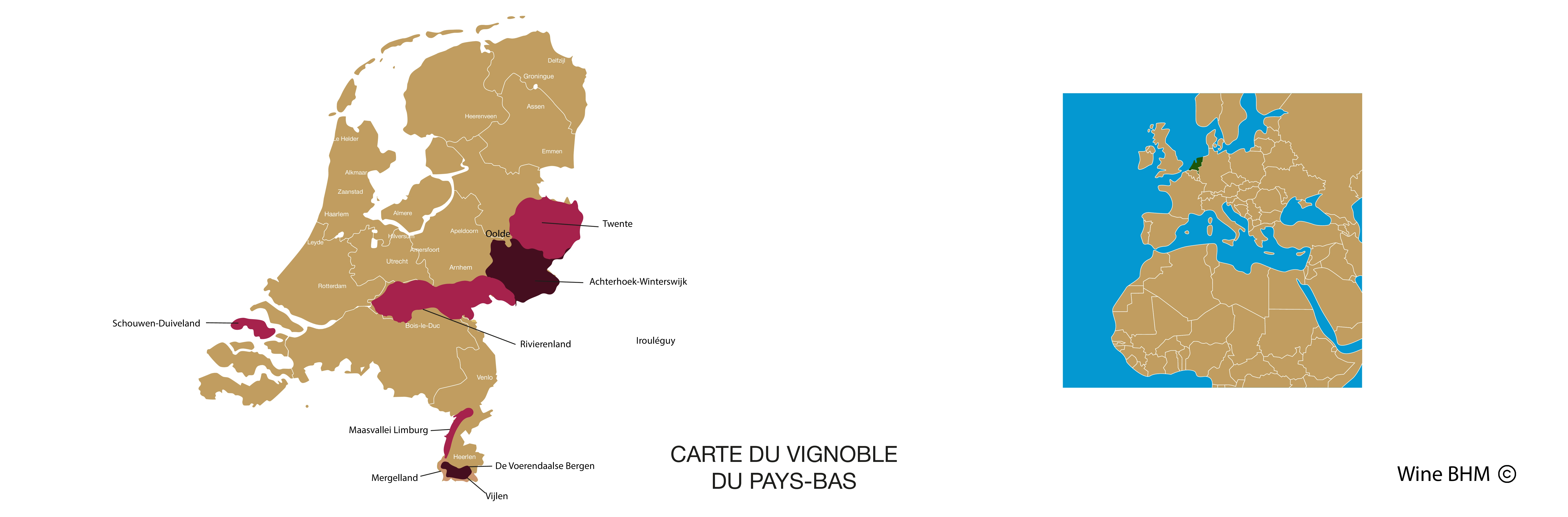 Carte viticole du Pays-Bas