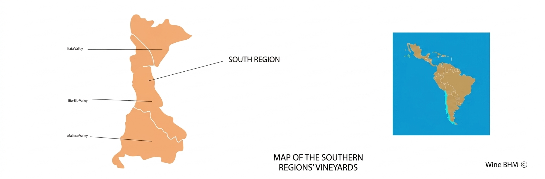 Map of the Southern Regions' Vineyards