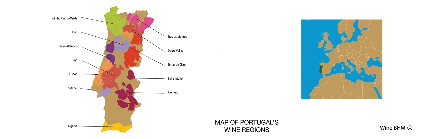 Map of Portugal's wine regions