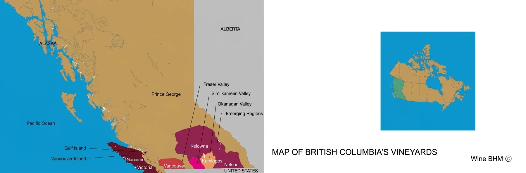 Map of British Columbia's vineyards