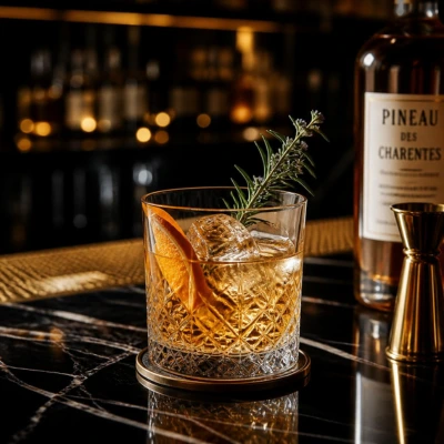 Accord mets et vins gastronomique avec un verre de Pineau des Charentes