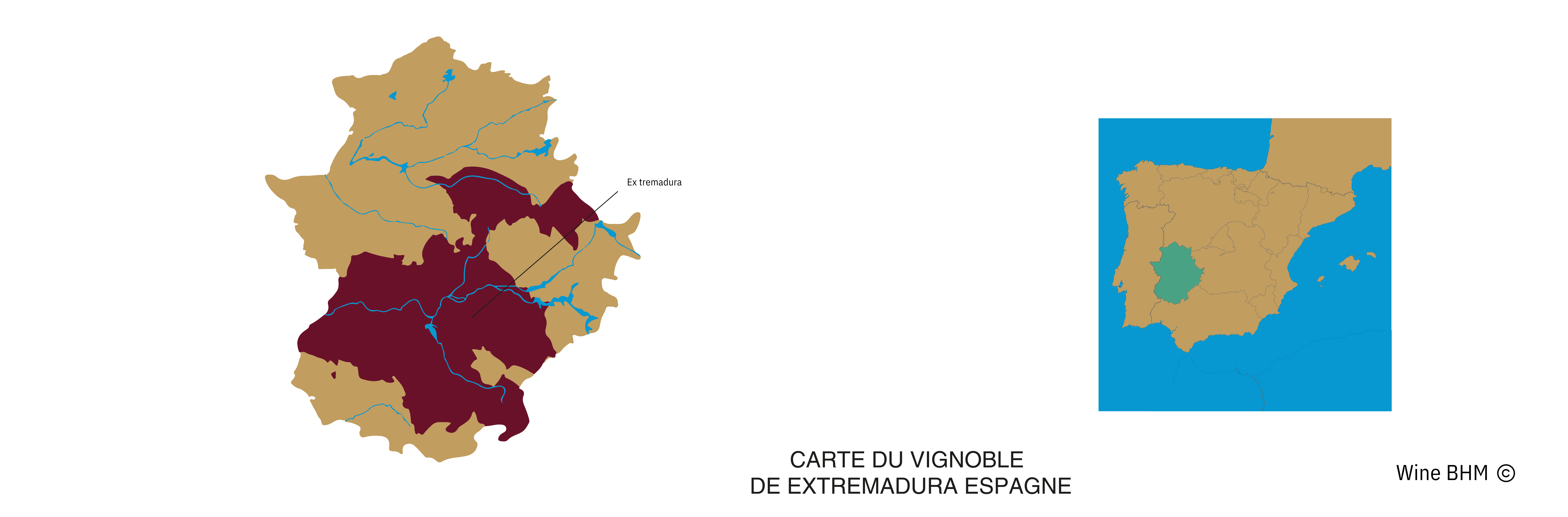 carte de la r&eacute;gion viticole extremadura 