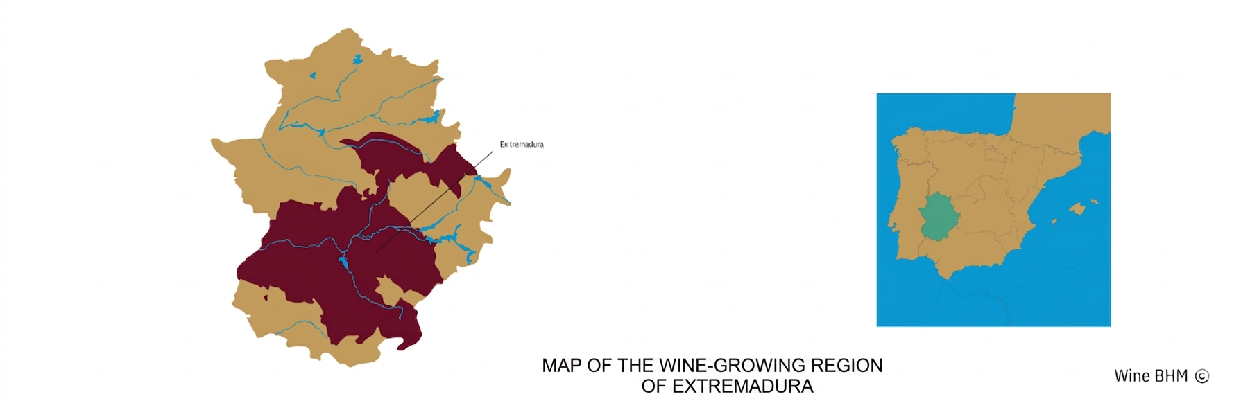 map of the wine-growing region of extremadura 