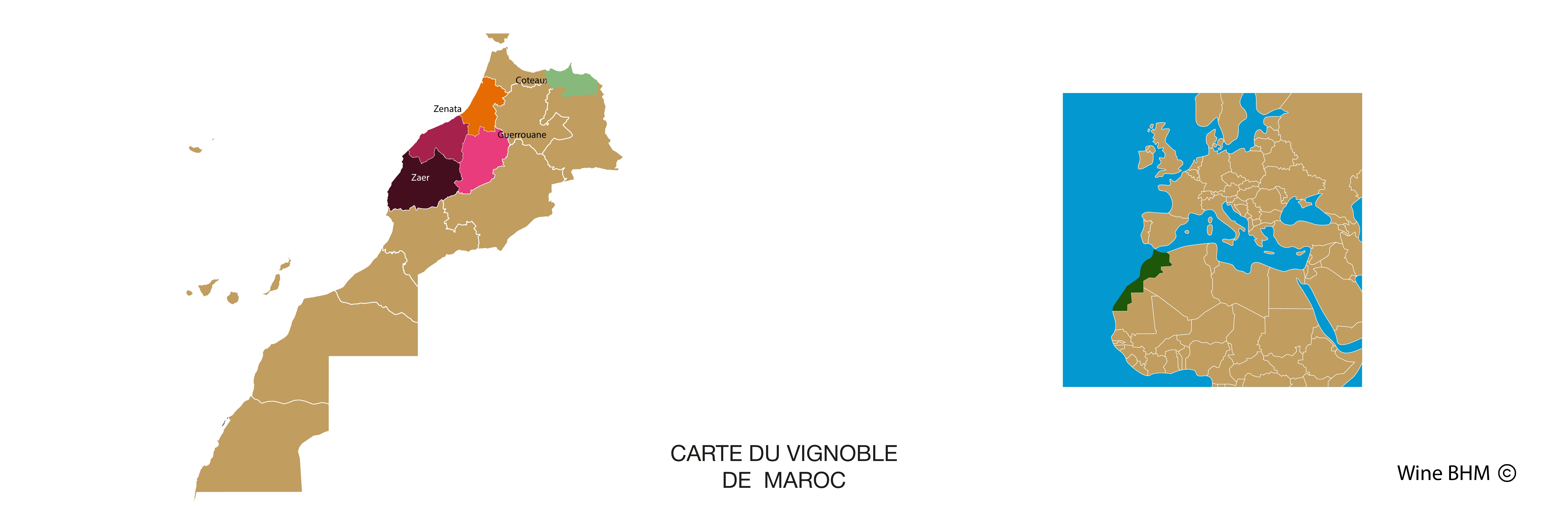 Carte du vignoble de Maroc
