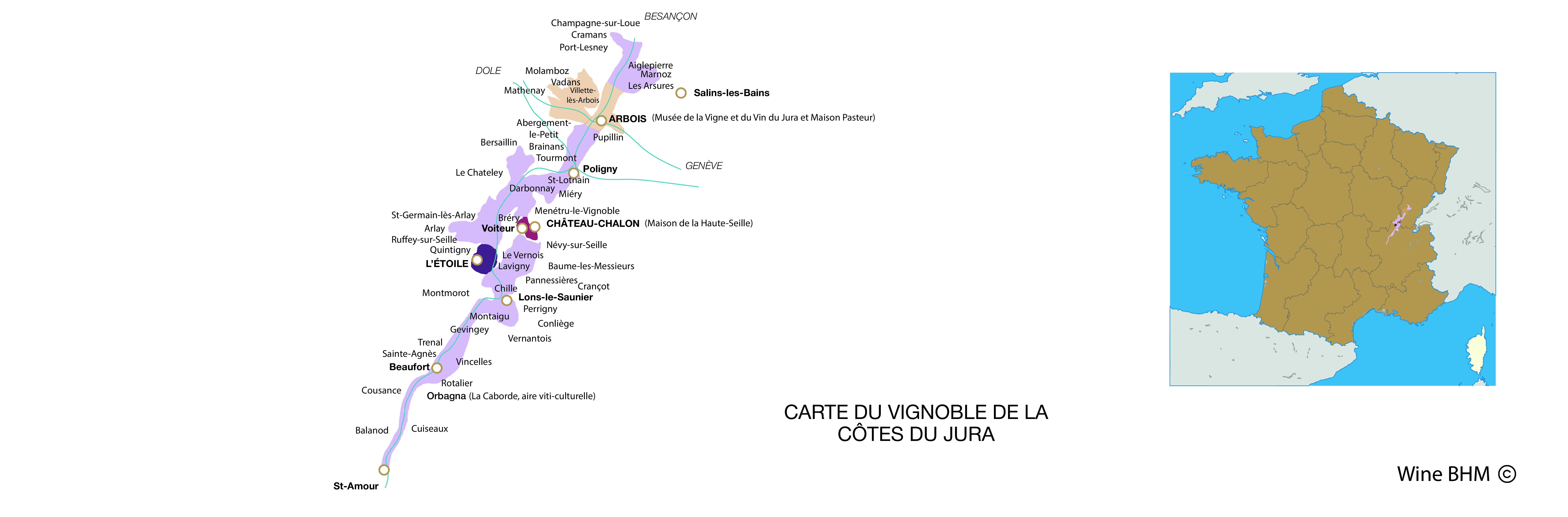 Carte du vignobles du Jura
