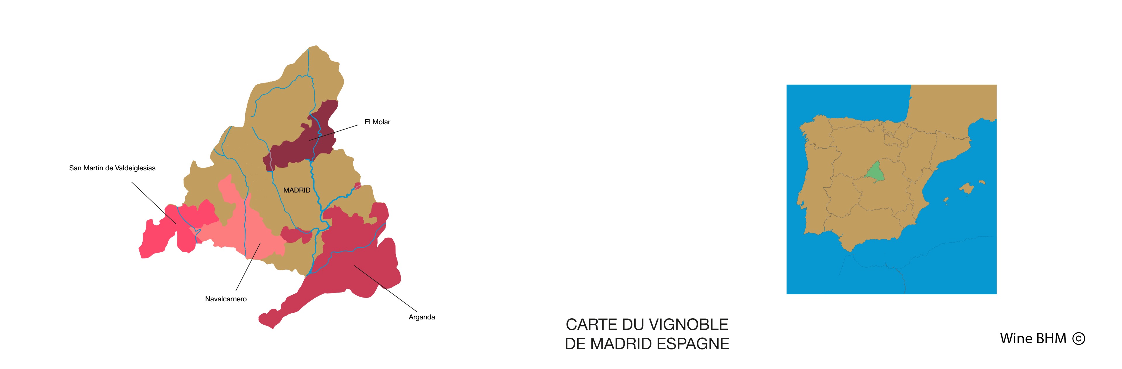 Carte du vignobles de Madrid 