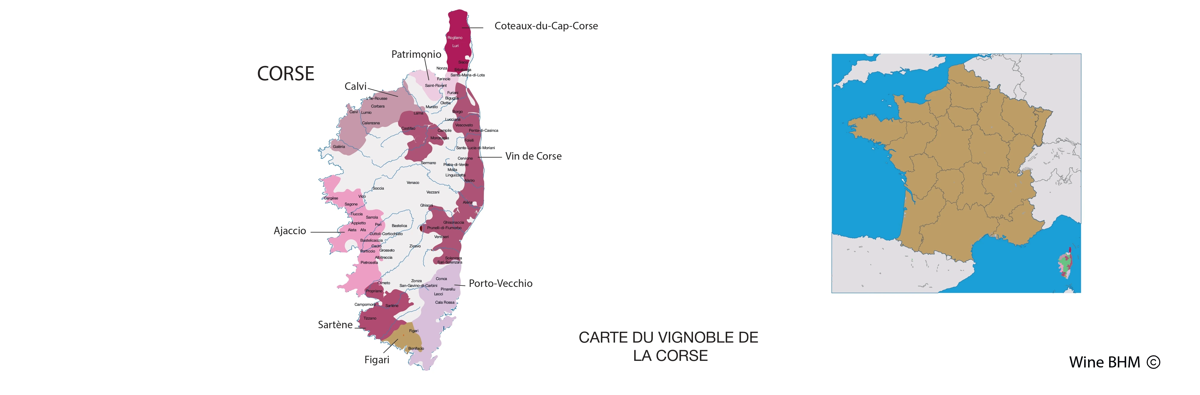Carte du vignobles de Corse