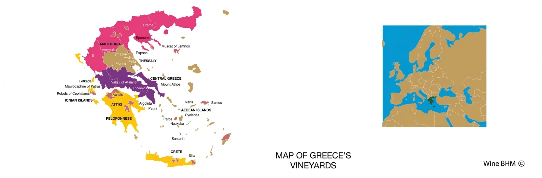 Map of Greece's vineyards