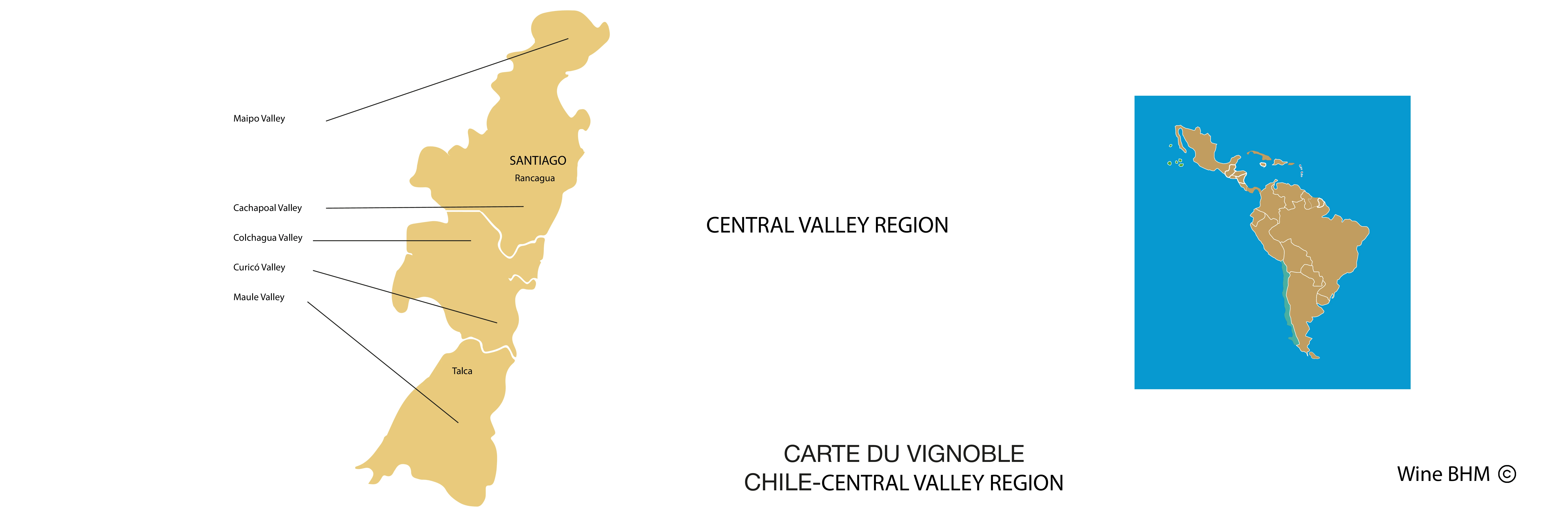 Carte du vignobles de Central Valley