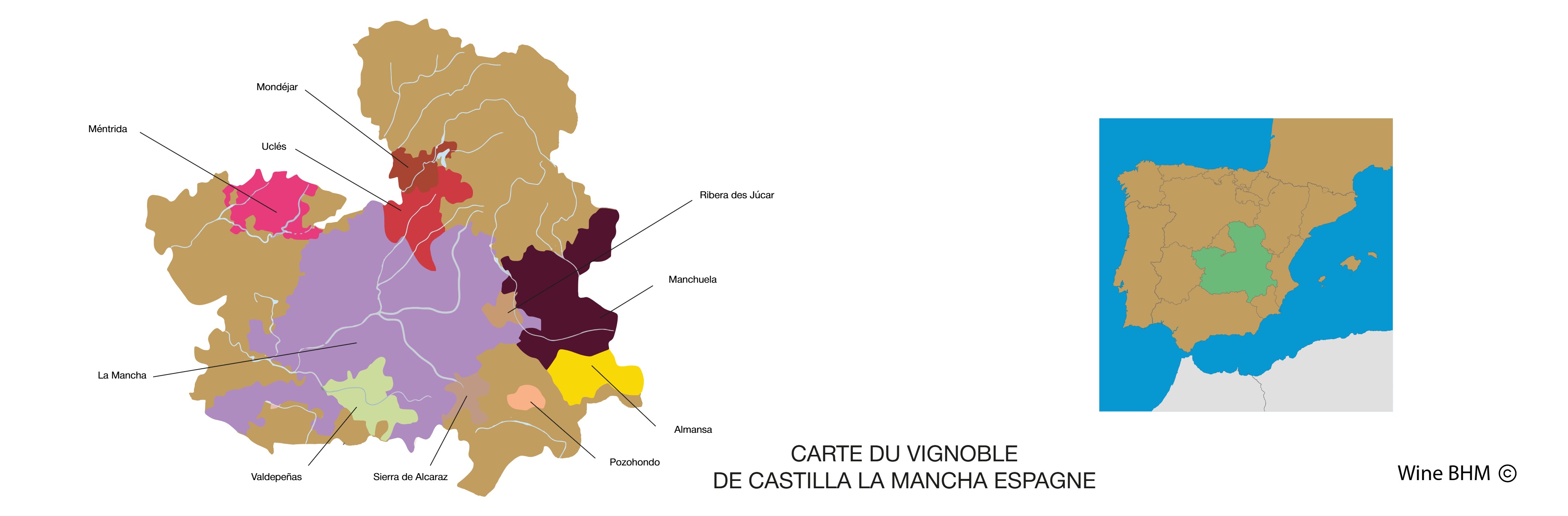 carte du vignoble de Castilla-La Mancha