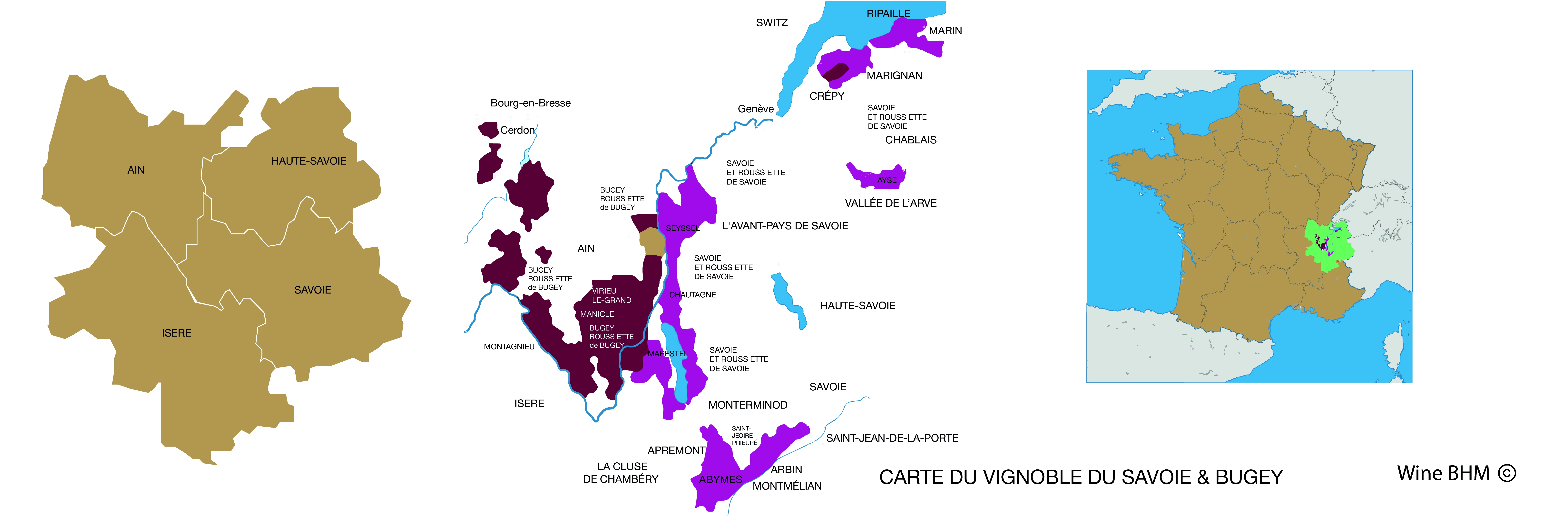Carte du vignobles de Savoie