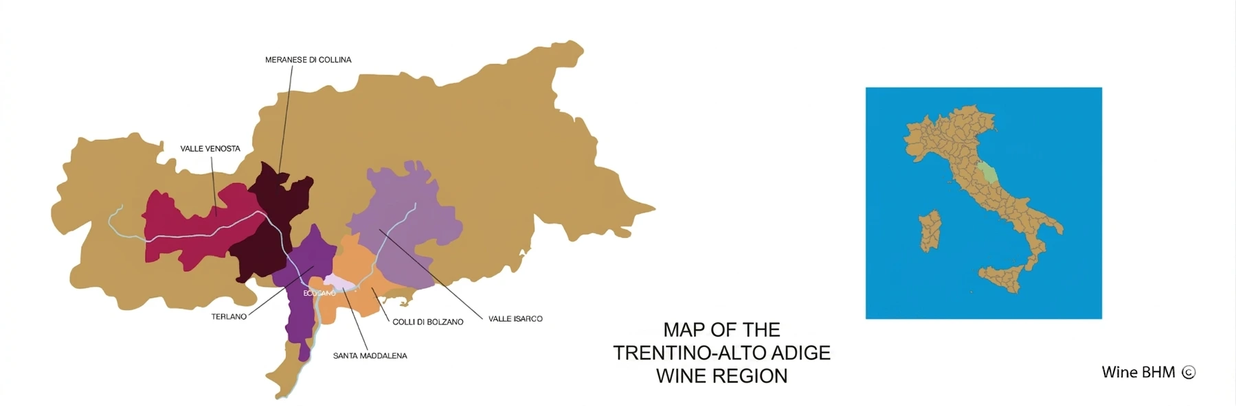 Map of the Trentino-Alto Adige wine region