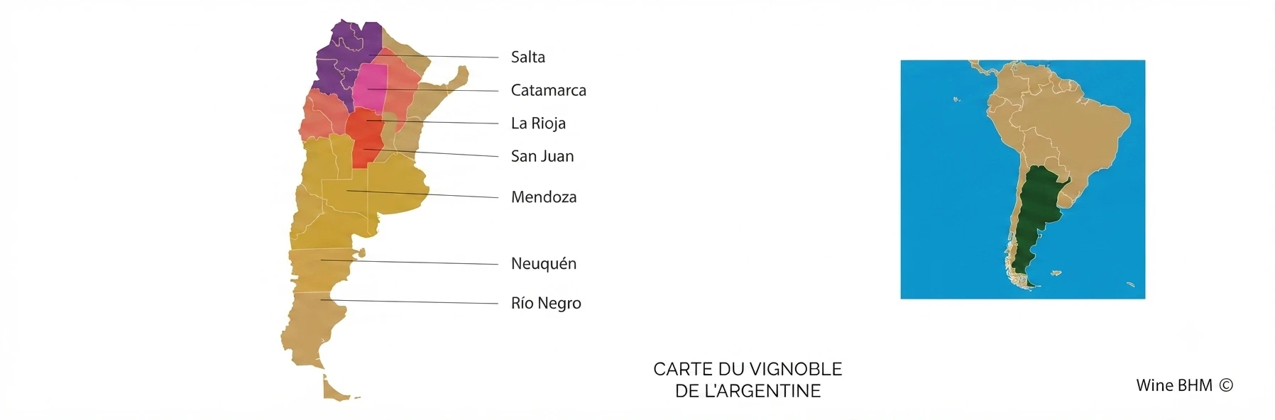 carte du vignobles d'Argentine