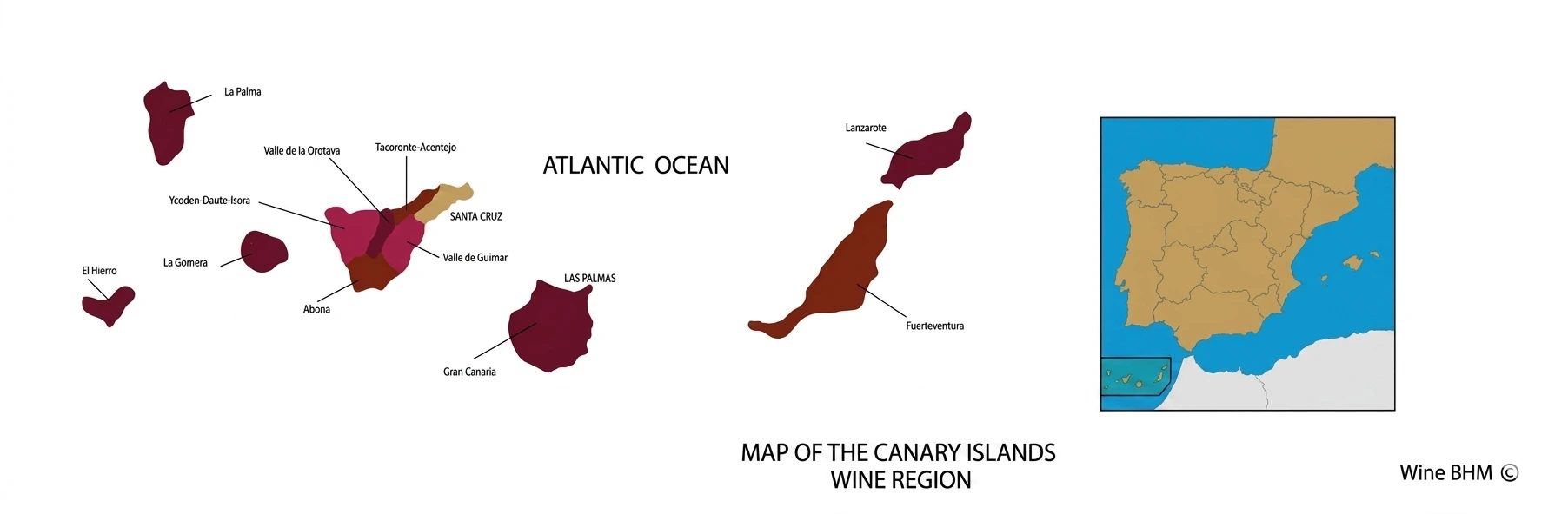 Map of the Canary Islands wine region