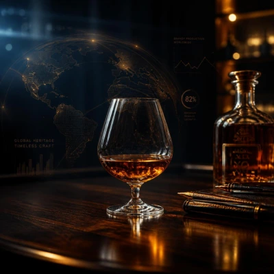 Infographic showing key figures for the global brandy market according to the IWSR