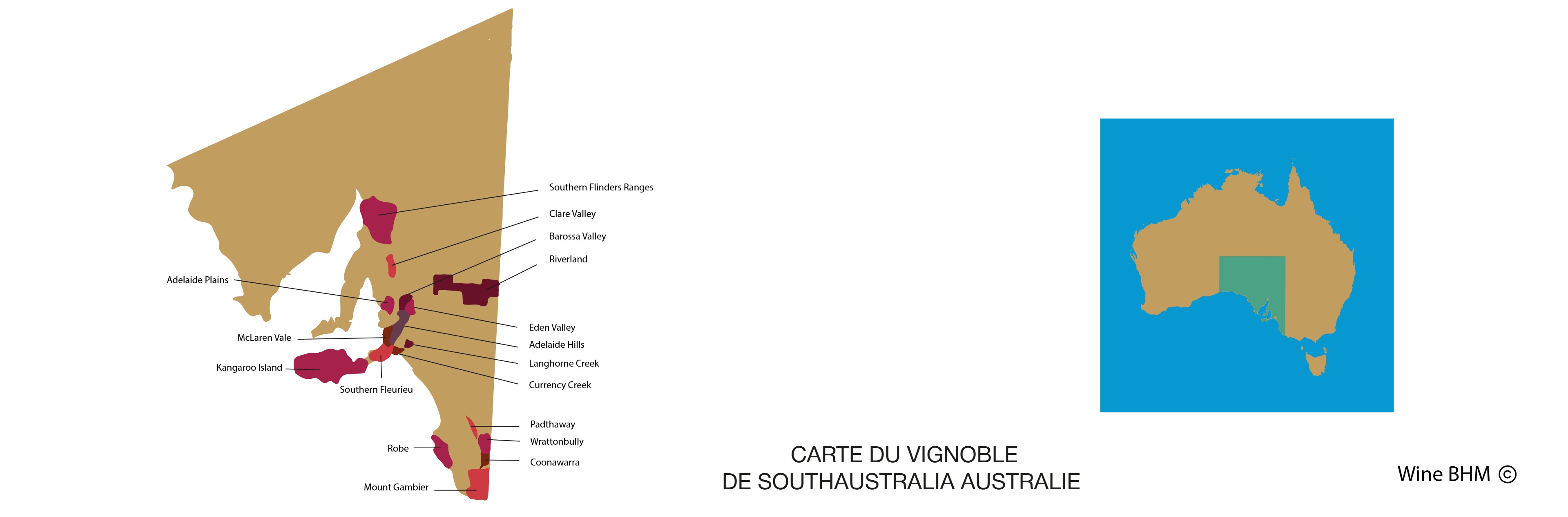 Carte du vignobles de Australie-M&eacute;ridionale