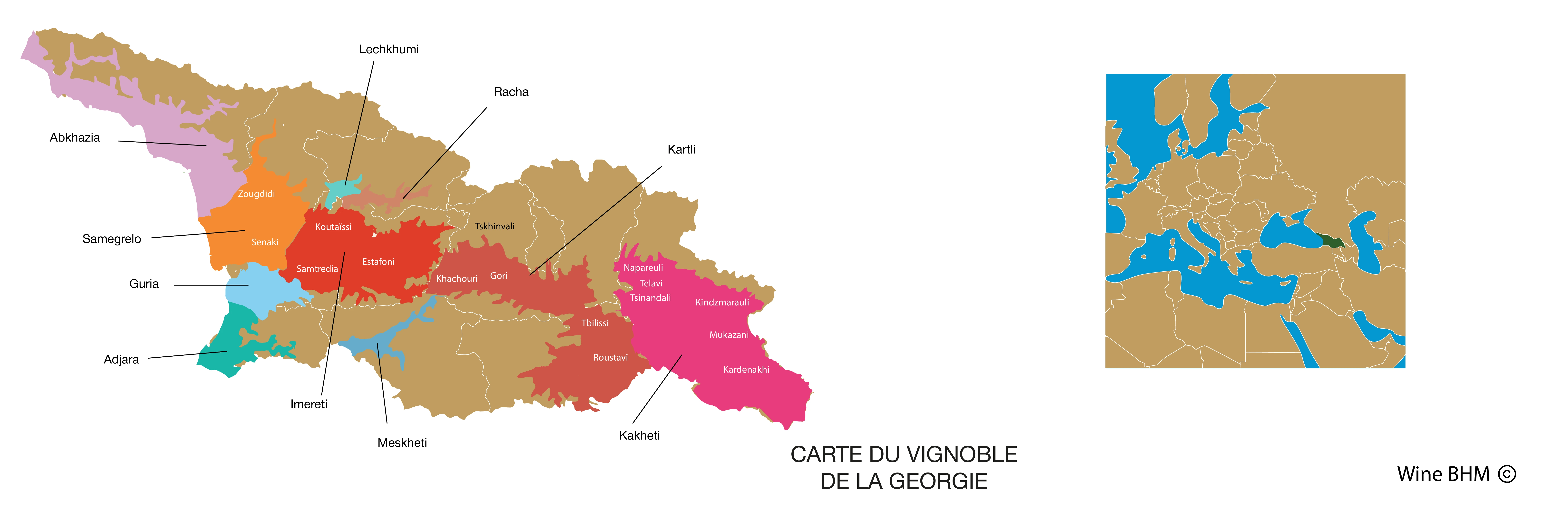 carte du vignoble de G&eacute;orgie 