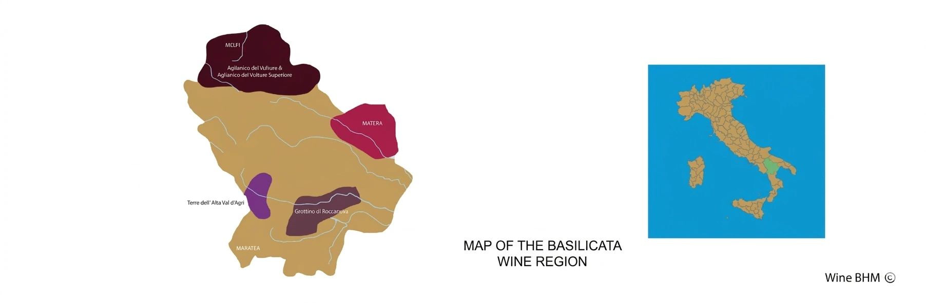 Map of the Basilicata wine region