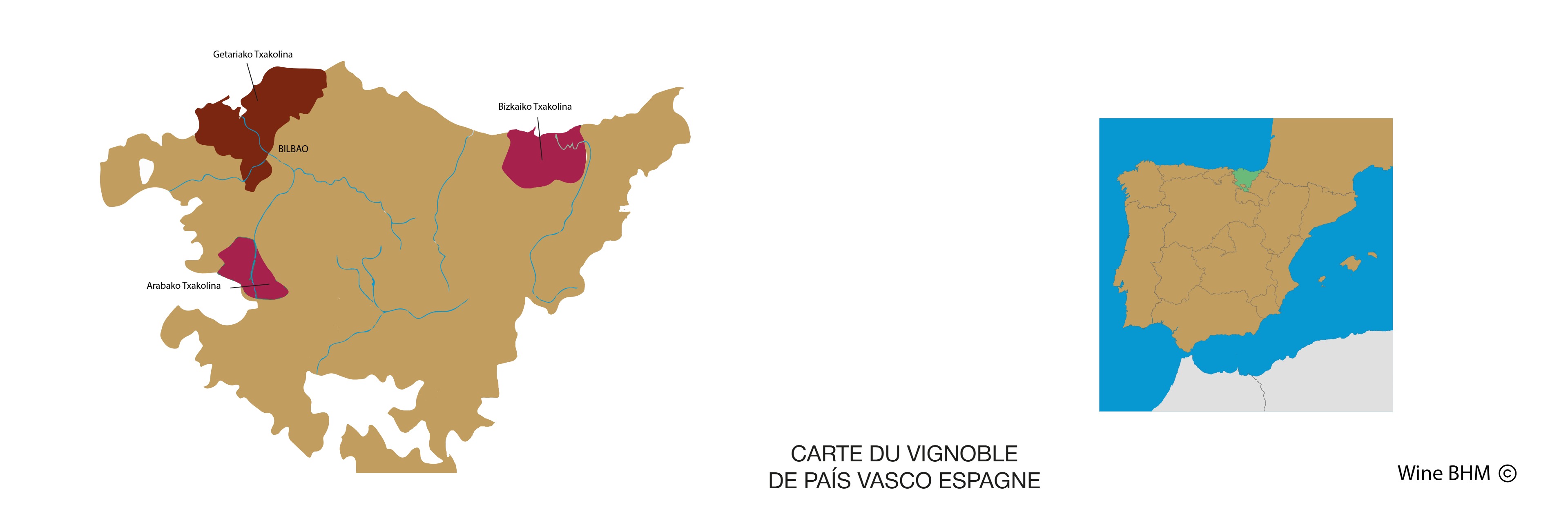 Carte du vignobles de Pa&iacute;s Vasco