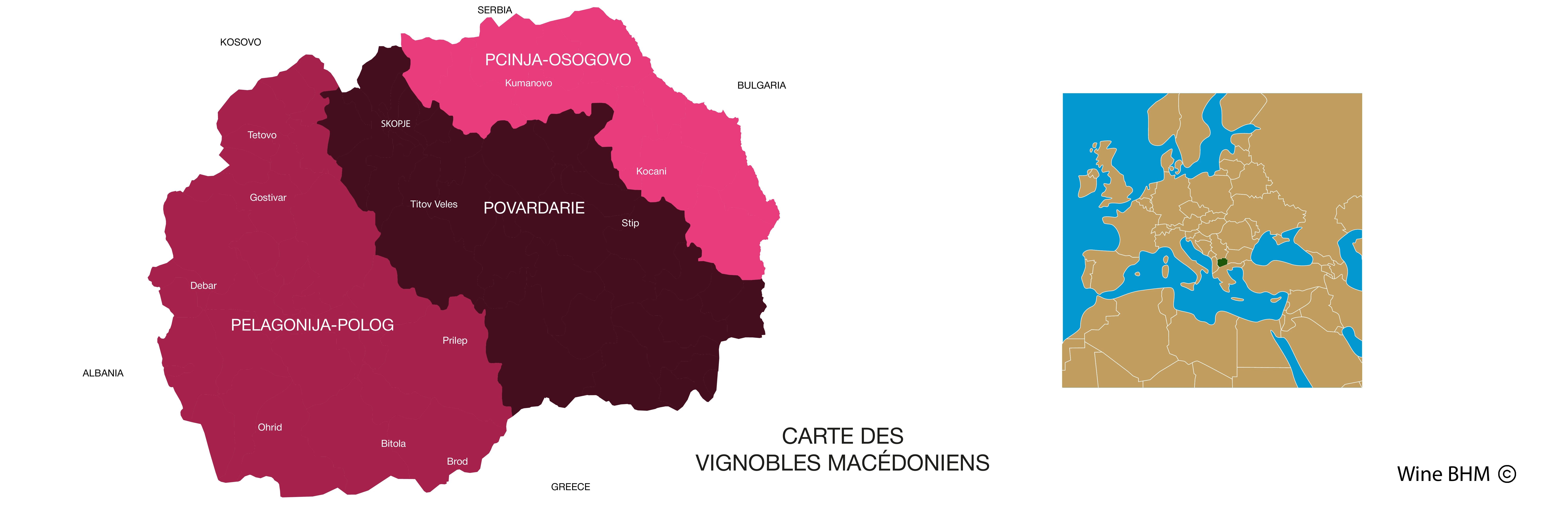Carte du vignoble de Mac&eacute;doine