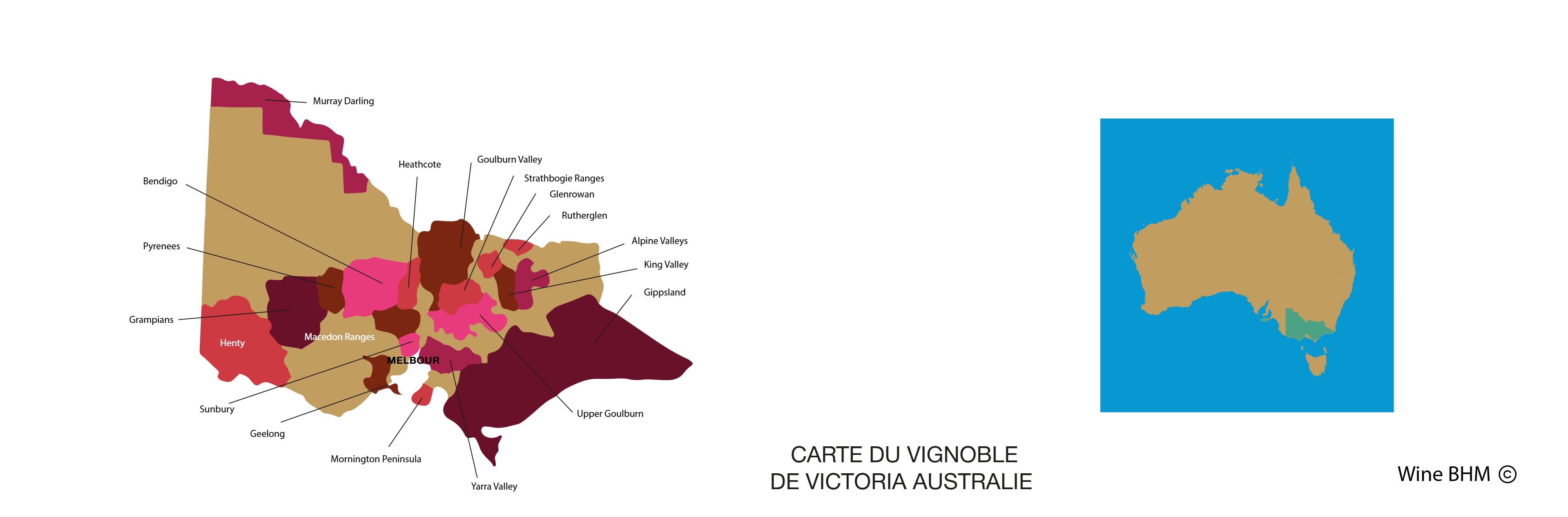 Carte du vignobles de Victoria