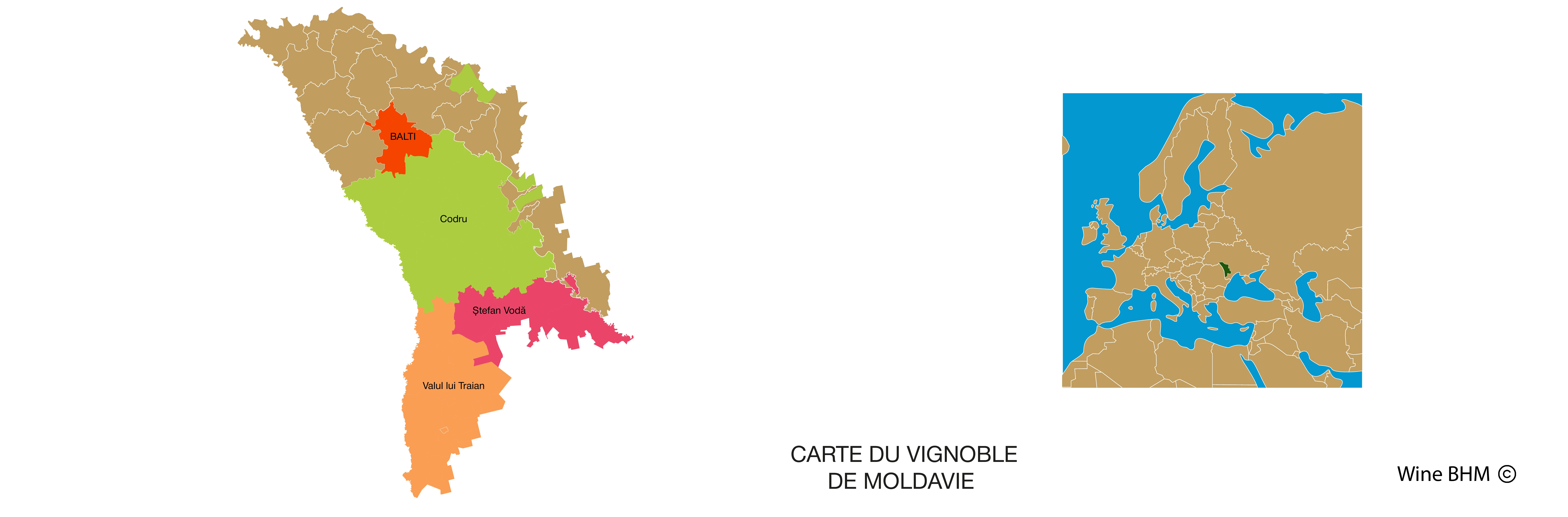 carte du vignoble de Moldavie 