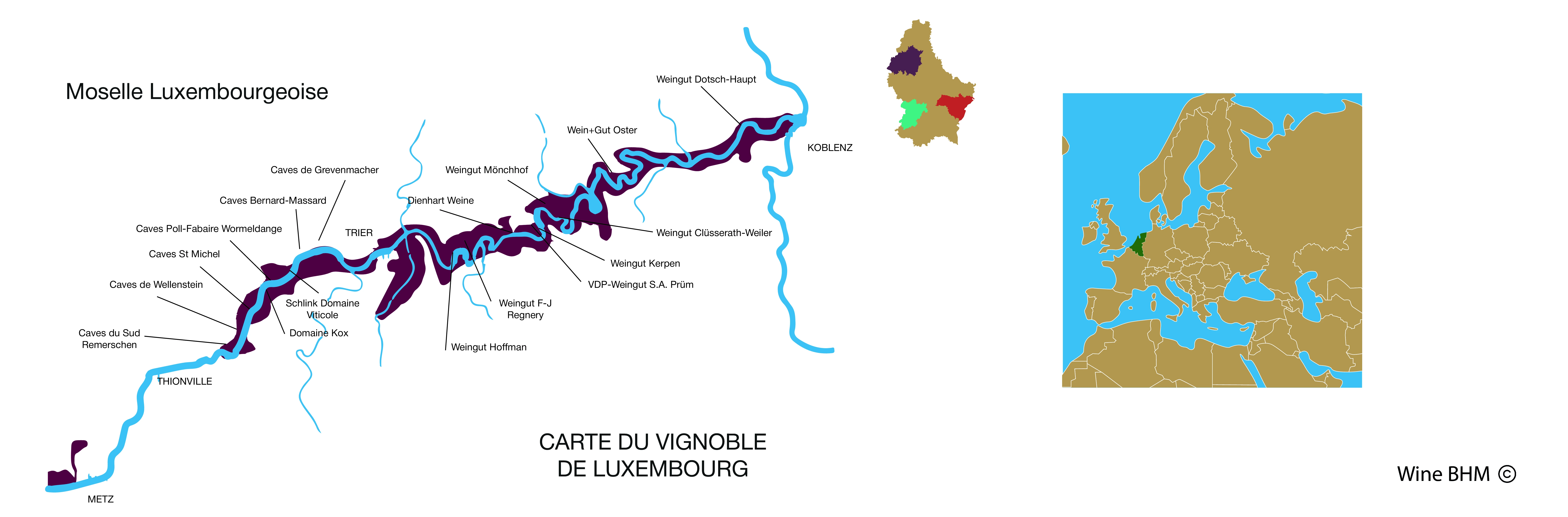 carte du vignoble du Luxembourg