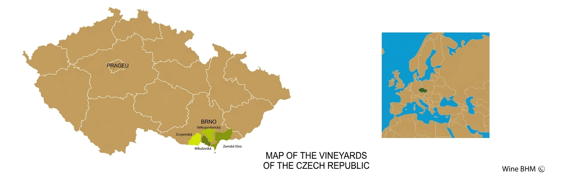 Map of the vineyards of the Czech Republic