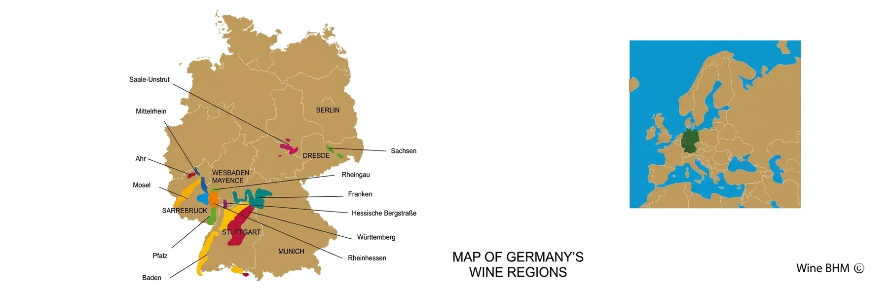 Map of Germany's Wine Regions