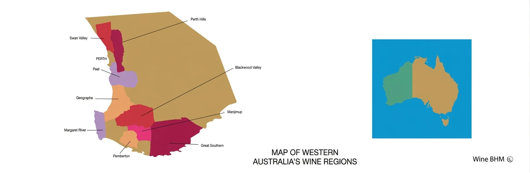 Map of Western Australia's wine regions