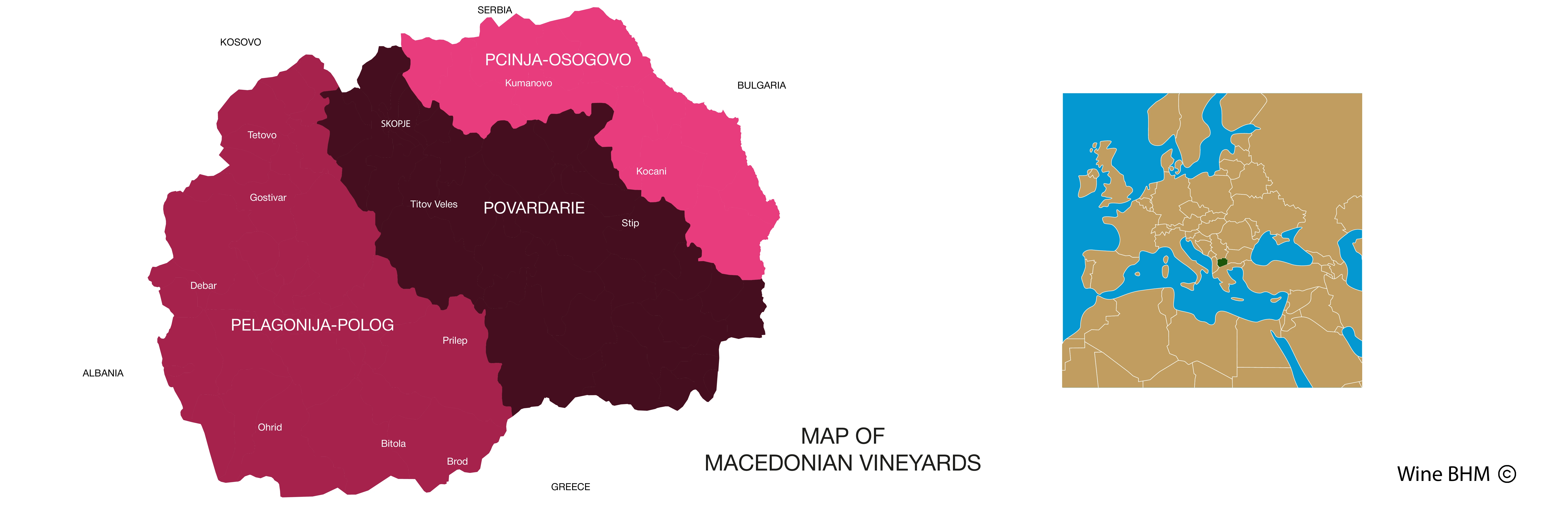 Map of the Macedonian wine region