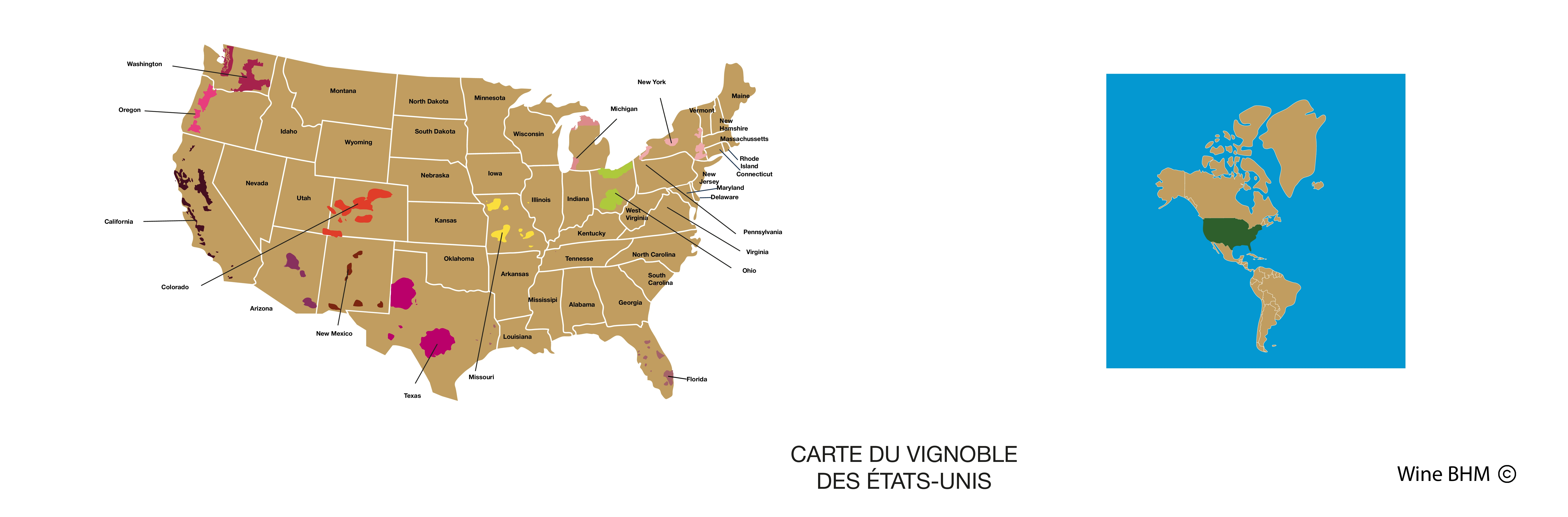 carte des Vignobles des États-Unis